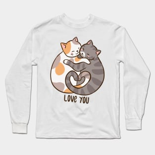 Cute cats hugging illustration for cat lovers Long Sleeve T-Shirt